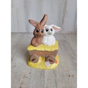 BB Vintage ceramic Easter Bunny carrots‎ figure spring home decor